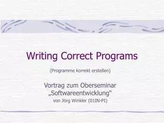 writing correct programs