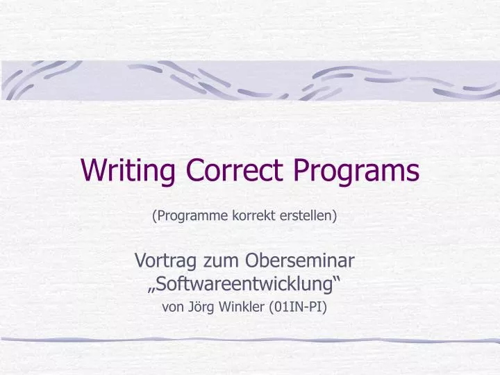 writing correct programs