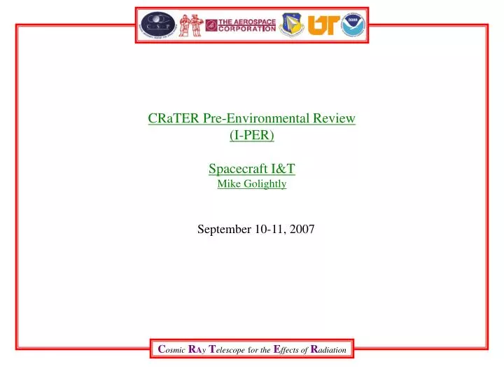 crater pre environmental review i per spacecraft i t mike golightly