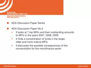 ADA Discussion Paper Series ADA Discussion Paper No.2