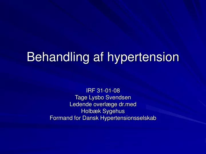 behandling af hypertension