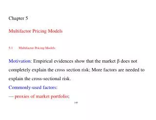 Chapter 5 Multifactor Pricing Models