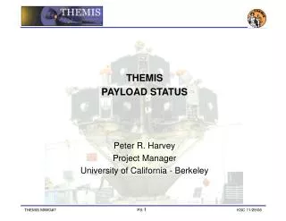 THEMIS PAYLOAD STATUS Peter R. Harvey Project Manager University of California - Berkeley