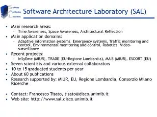 Software Architecture Laboratory (SAL)