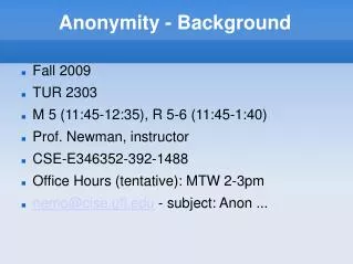 Anonymity - Background
