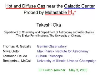 Hot and Diffuse Gas near the Galactic Center Probed by Metastable H 3 +