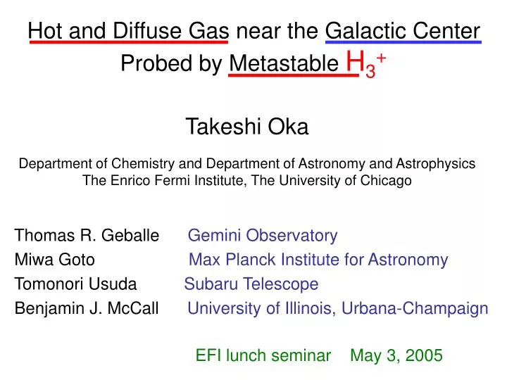 hot and diffuse gas near the galactic center probed by metastable h 3