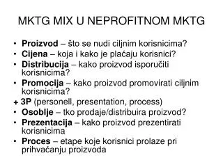 mktg mix u neprofitnom mktg