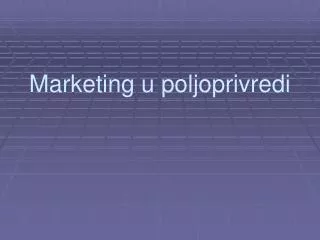 marketing u poljoprivredi