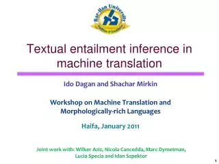 Textual entailment inference in machine translation