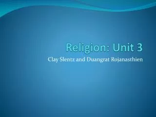 Religion: Unit 3