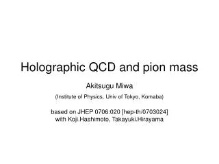 Holographic QCD and pion mass