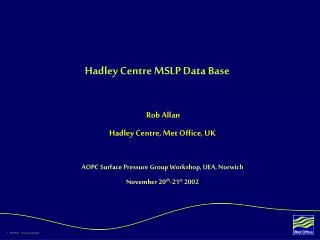 Hadley Centre MSLP Data Base