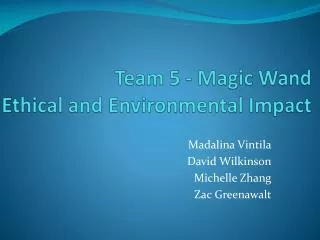 Team 5 - Magic Wand Ethical and Environmental Impact