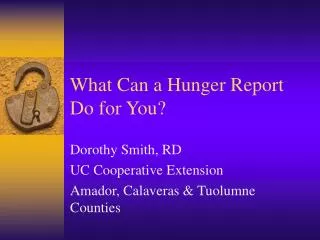 What Can a Hunger Report Do for You?