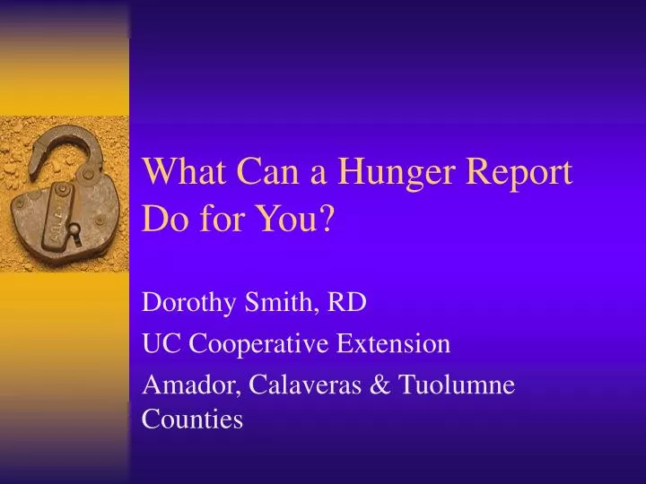 what can a hunger report do for you