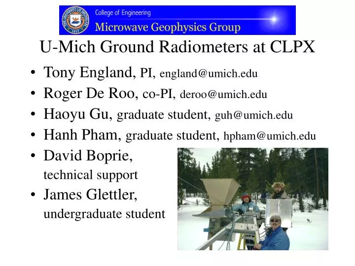 u mich ground radiometers at clpx