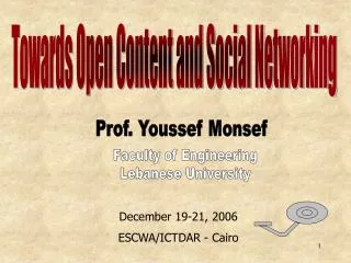December 19-21, 2006 ESCWA/ICTDAR - Cairo