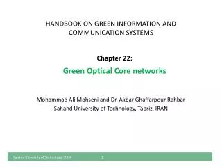 HANDBOOK ON GREEN INFORMATION AND COMMUNICATION SYSTEMS
