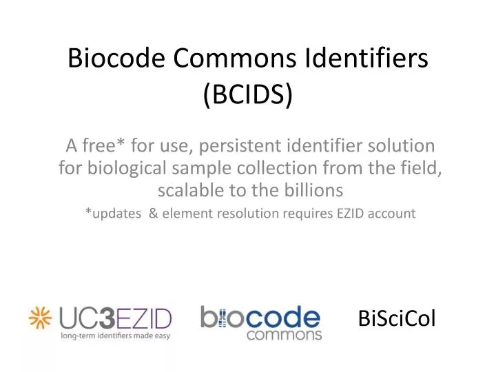 biocode commons identifiers bcids