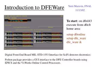 Introduction to DFEWare