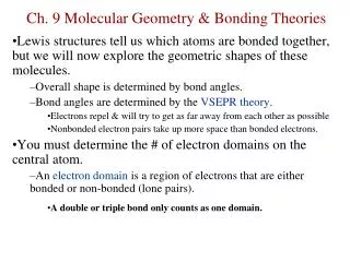 Ch. 9 Molecular Geometry &amp; Bonding Theories