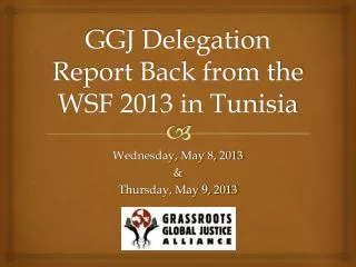 GGJ Delegation Report Back from the WSF 2013 in Tunisia