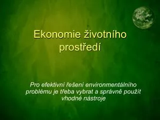 ekonomie ivotn ho prost ed