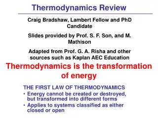 Thermodynamics Review