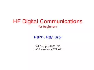 HF Digital Communications for beginners