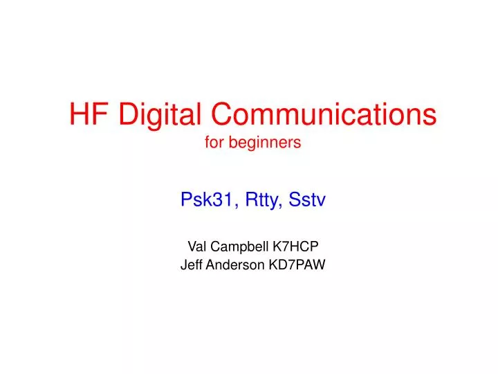 hf digital communications for beginners
