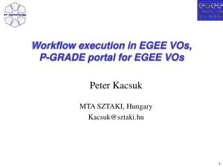 Workflow execution in EGEE VOs, P-GRADE portal for EGEE VOs