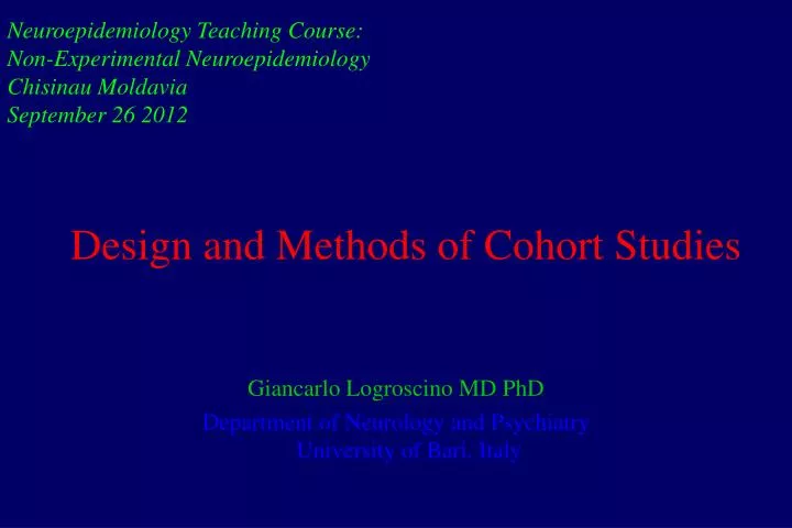 design and methods of cohort studies