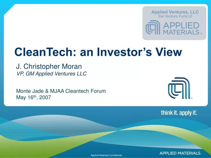 cleantech an investor s view