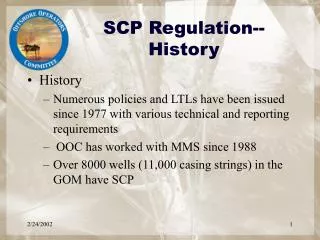 SCP Regulation--History