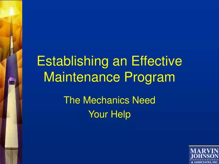 establishing an effective maintenance program