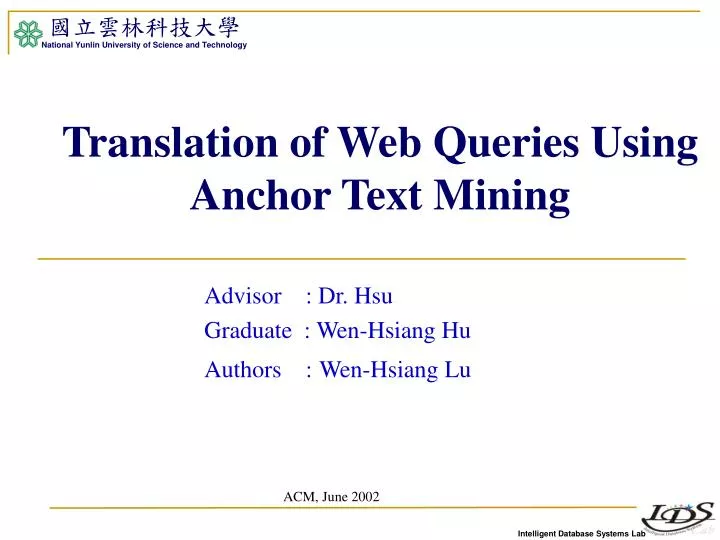 translation of web queries using anchor text mining
