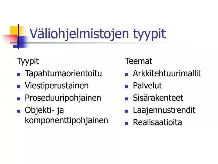 v liohjelmistojen tyypit