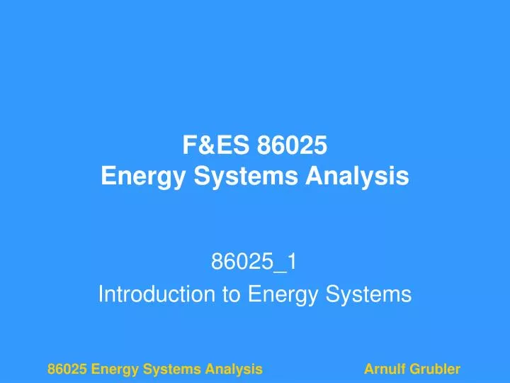 f es 86025 energy systems analysis