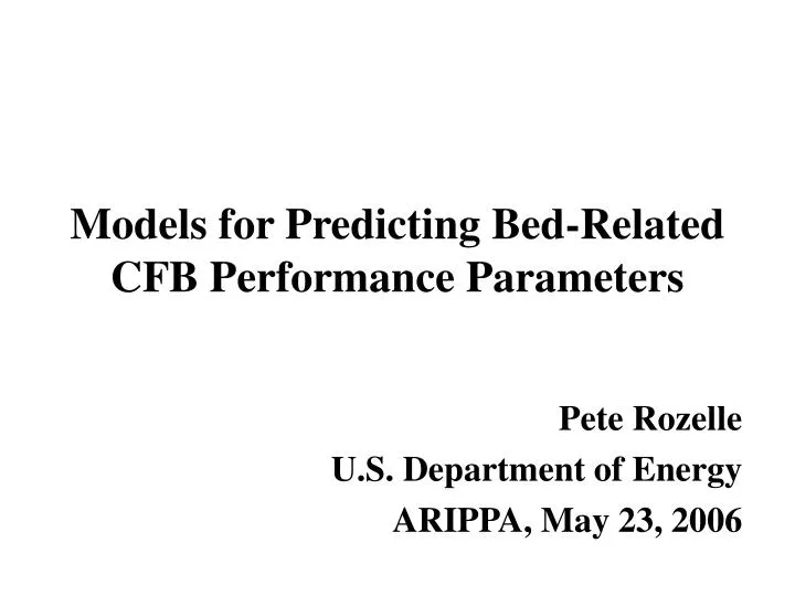 models for predicting bed related cfb performance parameters