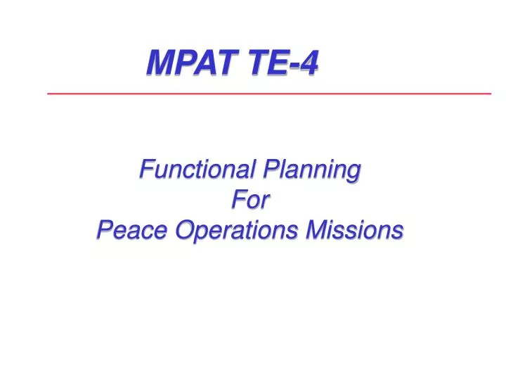 functional planning for peace operations missions