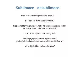 Sublimace - desublimace