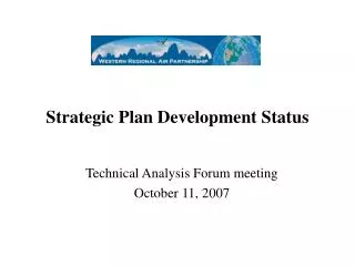 Strategic Plan Development Status