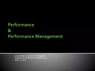 Performance &amp; Performance Management