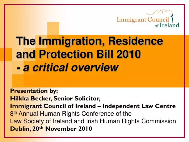 the immigration residence and protection bill 2010 a critical overview