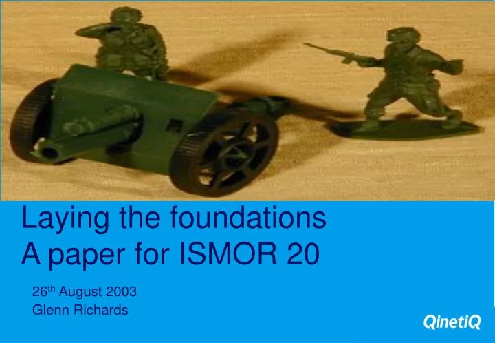 laying the foundations a paper for ismor 20