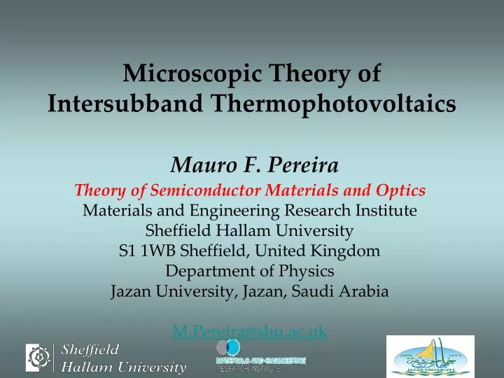 microscopic theory of intersubband thermophotovoltaics mauro f pereira