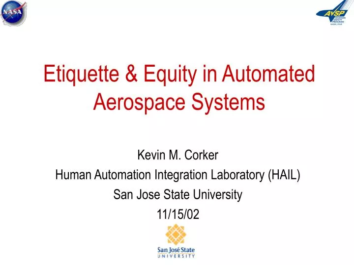 etiquette equity in automated aerospace systems