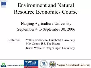 Environment and Natural Resource Economics Course