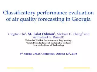 Classificatory performance evaluation of air quality forecasting in Georgia
